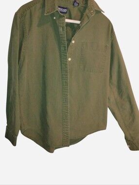Lands' End Olive Green 100% Cotton Button Down Shirt Women's Small 6-8